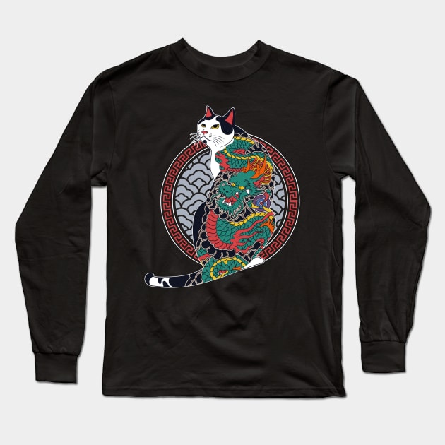 yakuza japanese tattoo cat Long Sleeve T-Shirt by redwane